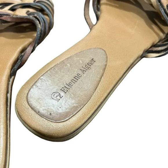 Etienne Aigner Brown Strappy Kitten Heel Slip On Sandals 7 - Picture 4 of 7